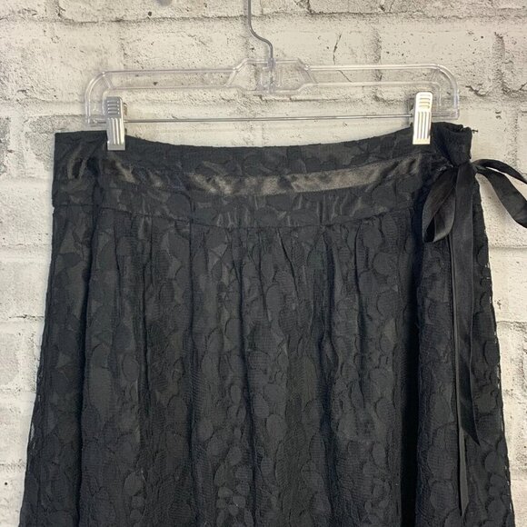 Peter Nygard Sheer Black Lace A-Line Lined Skirt - Picture 2 of 11